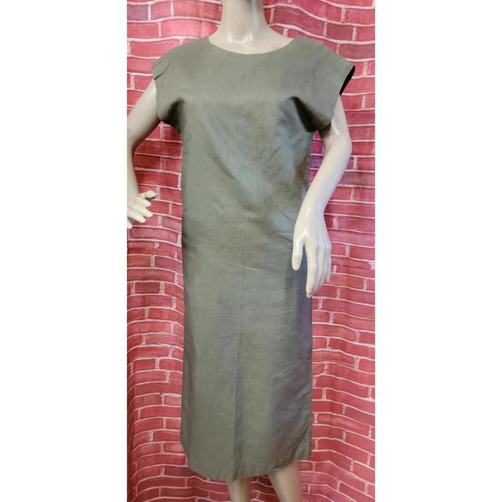 Bellissima Linen Blend green/gray Pencil Dress Women's Size 4 #C